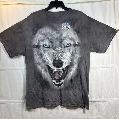 Mountain Shirt Mens XL Gray Wolf Animal Tie Dye 3D Allover Print Art Sanford NWT
