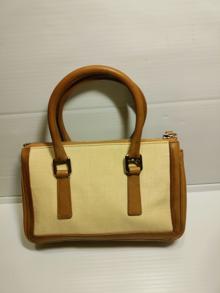 Coach Vintage Bonnie Legacy Linen And Leather Satchel Purse