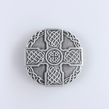 Antique Brushed Silver Knot Cross Totem Round Belt Buckle Boucle de Ceinture