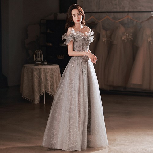 Women Off Shoulder Maxi Dress Ruffle Sequin Elegant Evening Party Banquet  Prom | eBay