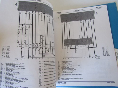 1995 VW Volkswagen Passat Electrical Wiring Diagrams Troubleshoot Repair Manual - Picture 12 of 12