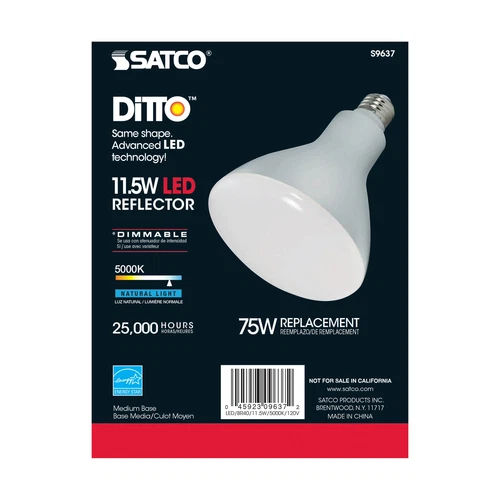 Satco S9637 LED 11.5W =75W BR40 120V Medium E26 5000K Daylight Natural White - Picture 7 of 10