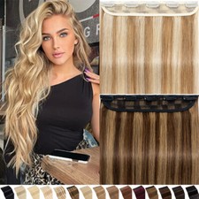 Russian Remy One Piece Clip In Thick 100 Human Hair Extensions 3/4 Full Head