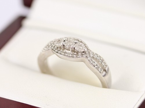 Anello Trilogy Diamanti Argento Sterling Donna Splendido Misura N 1/2 925 3,2g AX82 - Foto 3 di 4