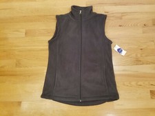 New Indigo Women's Fleece Vest Sleeveless Full Zip S Small Pockets Dark Gray