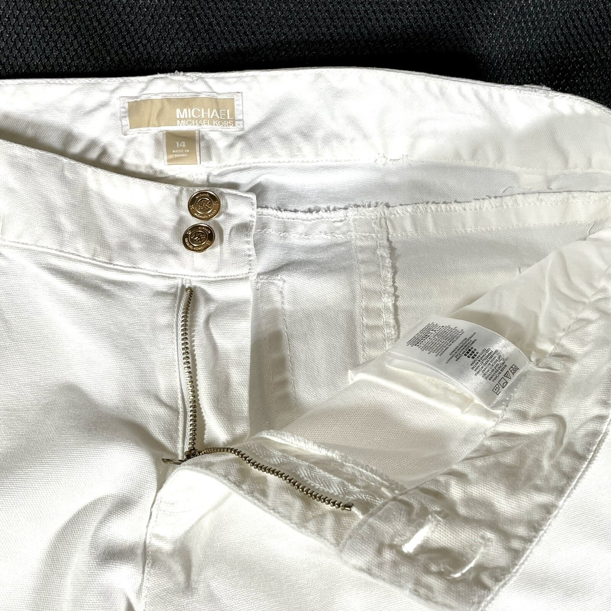 MICHAEL KORS White Denim Jeans Womens Size 14 Double Gold