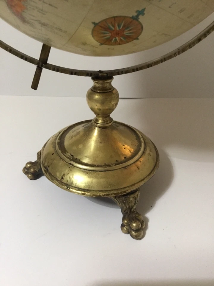 World Globe 1947 Class Series Replogle 9 pulgadas cobre y hierro fundido raro antiguo ☼ Foto 3 de 4