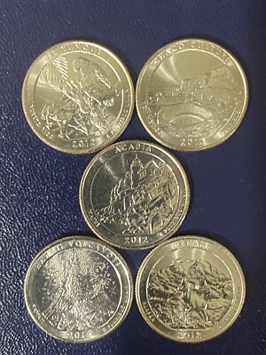 ATB  2012 P Five Coin BU National Parks Quarter Set ATB US Mint!