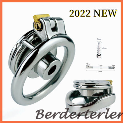 Stainless Steel Flat Short Negative Lock Small Cage Sissy Chastity Device Belt