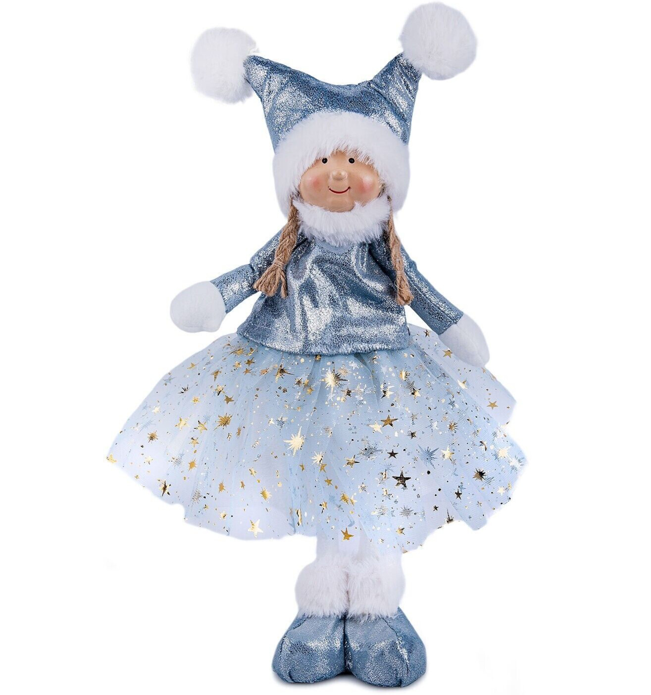15" Snow Maiden Handmade Christmas Doll Holidays Doll, Blue Snegurochka Doll