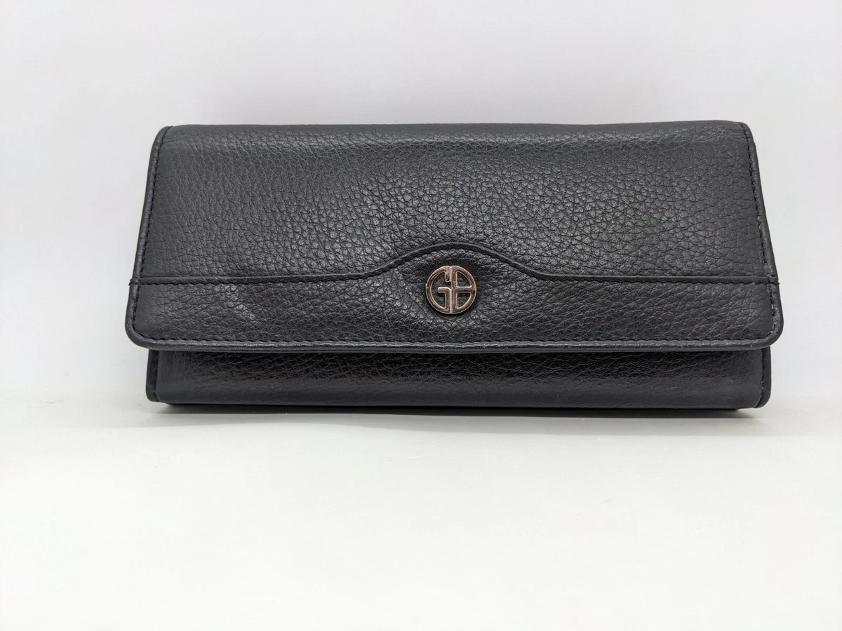 GIANI BERNINI Receipt Manager genuine leather foldable women's wallet  BLACK-Used