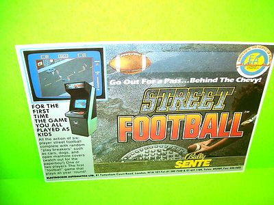 STREET FOOTBALL Original NOS 1985 Video Arcade Game Sale Flyer Electrocoin  