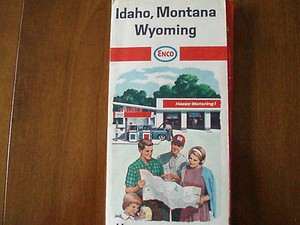 1966 Enco road map for Idaho, Montana, and Wyoming