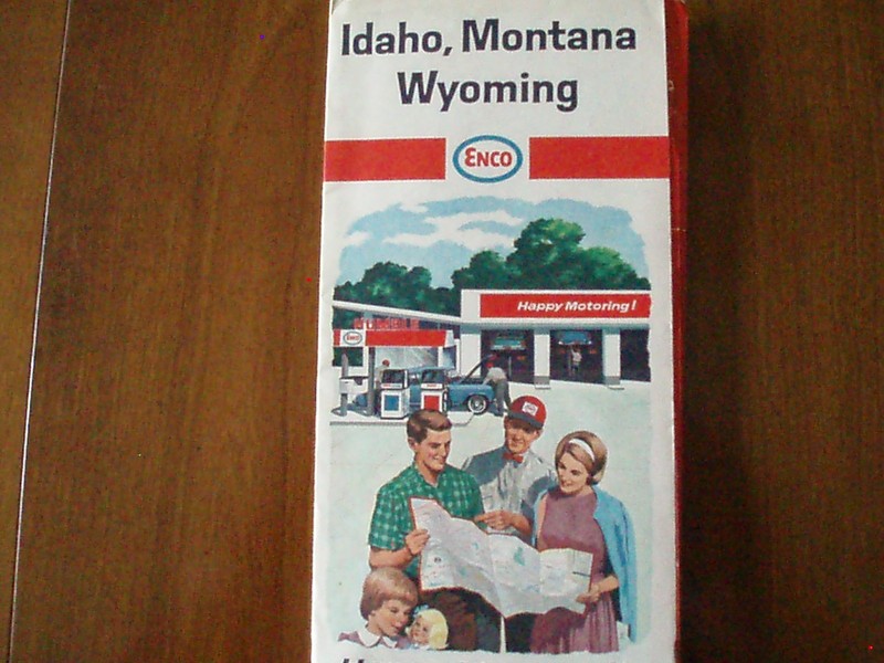 1966 Enco road map for Idaho, Montana, and Wyoming