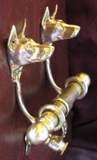 DOBERMAN, orejas recortadas, llamador de puerta de bronce DUET