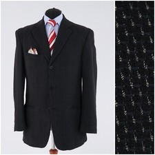 Italian Textured Blazer 42R UK Size CABIRIO Check Grey Wool Sport Coat Jacket