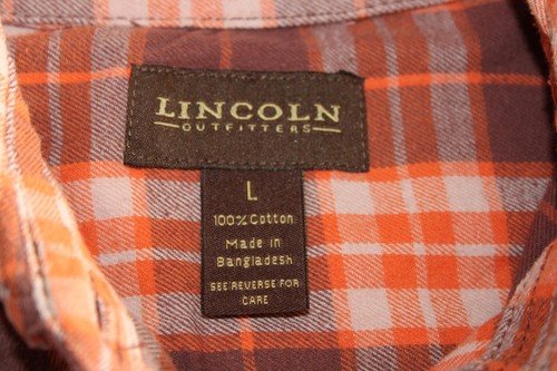 Camicia donna Lincoln Outfitters arancione marrone a quadri in flanella - Taglia Large - Foto 3 di 10