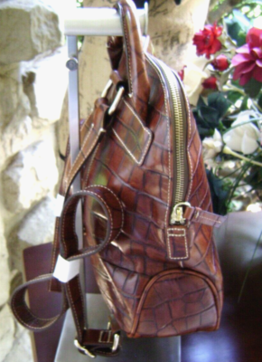 Dooney & Bourke EUC Brown Crocodile Embossed Backpack  display picture 2