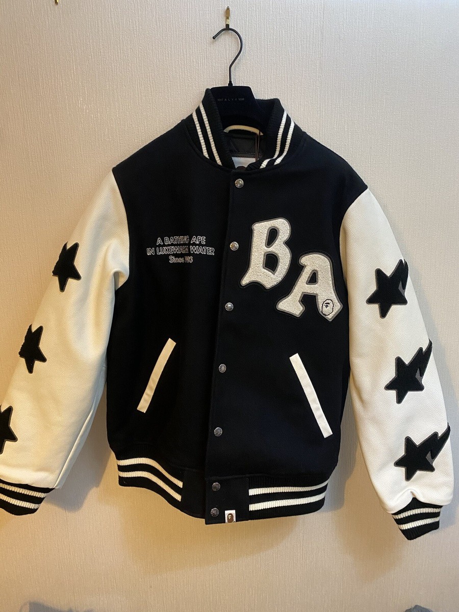 Bathing Ape BAPE BAPESTA Varsity Leather Jacket [MEDIUM] UK