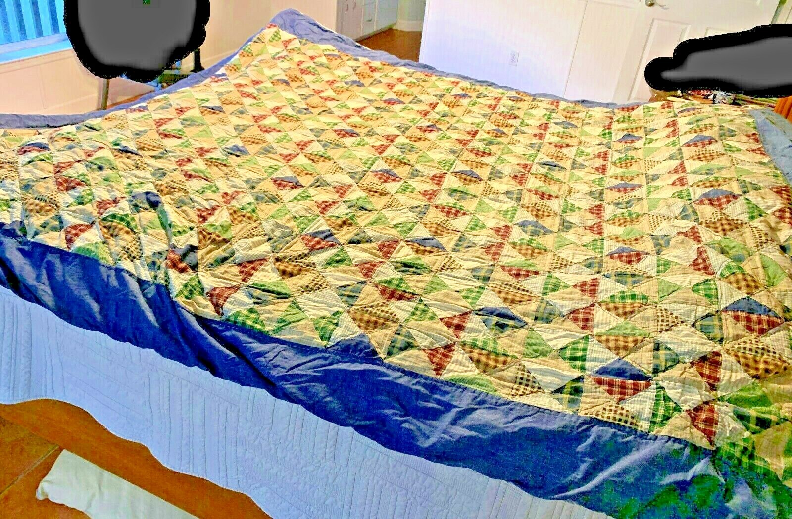 ANTIQUE QUILT 95" X 82" PATCHWORK BLANKET HOMEMADE QUILTED KING SIZE eBay