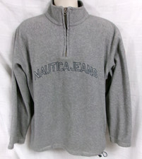 Nautica Jeans 1/4 Zip Fleece Pullover Sweatshirt Jacket Mens Grey Size Medium