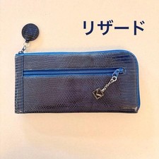 VAGRIE L-shaped zipper wallet long wallet lizard lizard blue navy