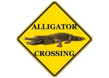 Rogue River Tactical Funny Metal Warning Alligator Crossing XING Tin Sign Wal...