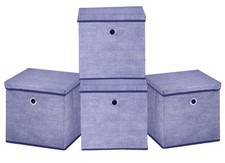 Fabric Storage Boxes with Lids Foldable Collapsible Home Organiser Cubes Pack 4