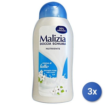3x Malizia Dusche 300 ml. Milchcreme