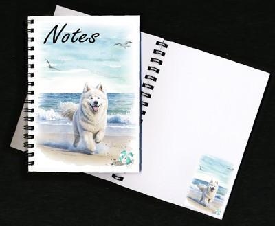 Samojede Hund Notizbuch/Notizblock + kleines Bild auf jeder Seite von Starprint