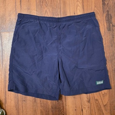 LL Bean Mens Supplex Nylon Swim Trunks Navy Blue Mesh Lined Shorts 0XR41 XL