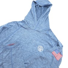 Vineyard Vines Blue Performance Long Sleeve Hoodie Men's S With American Flag
