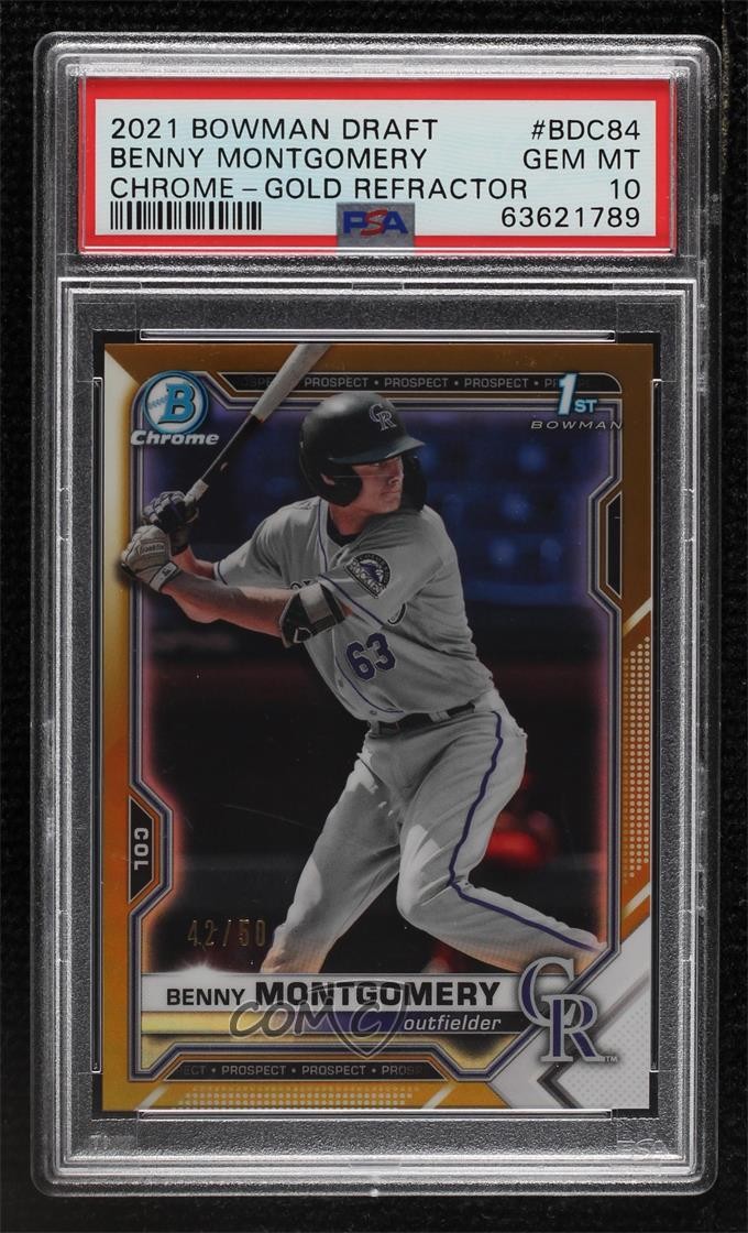 2021 Bowman Draft Chrome Gold Refractor 42/50 Benny Montgomery PSA 10 1m4i