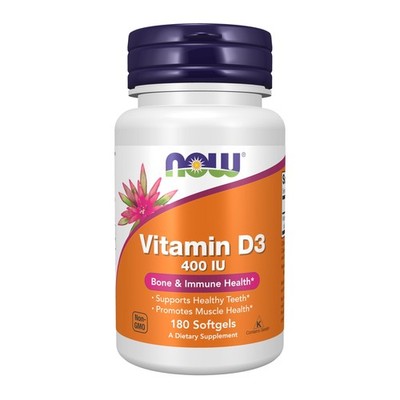 NOW Supplements, Vitamin D-3 400 IU, 180 Count (Pack of 1), Yellow/Green