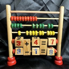 Children  s Vintage Wooden Abacus Toy Painted Counting Arithmetic Educational Toy