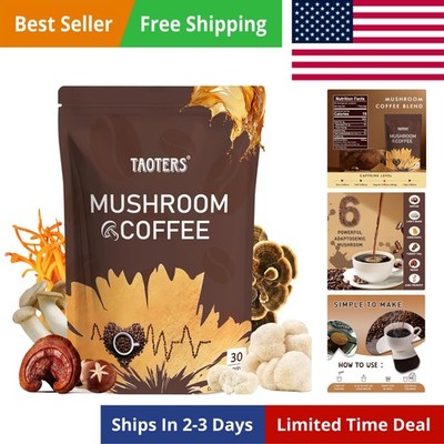 Mushroom Coffee | Enhanced Focus, Boosted Immunity, Improved Energy | 6 Adapt...