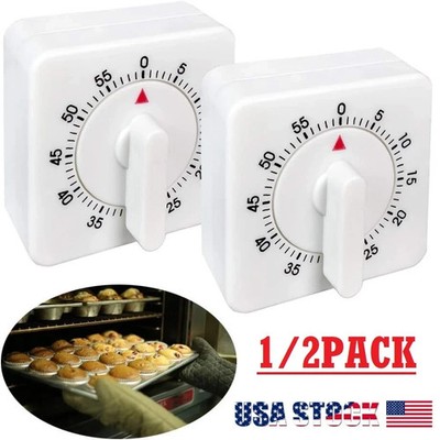 2× Long Ring Bell Alarm Loud 60-Minute Kitchen Cooking Wind Up Timer Mechanical