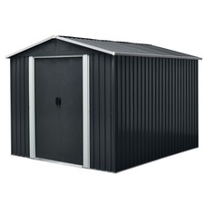 8x10 FT Outdoor Metal Tool Storage Shed with Floor,Vents,Lockable Sliding Doors