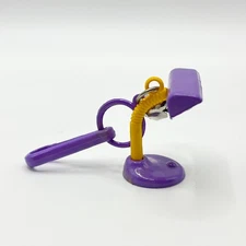 VTG 80s Bell Charm Clip Gooseneck Lamp Purple Yellow Plastic Toy Prize Jewelry