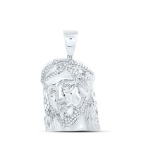 925 Sterlingsilber Original Diamant ReligiöS AnhäNger Jesus Gesicht 0.88 Karat