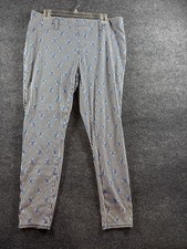 Terra  Sky Womens 1X 16W 18W Blue White Stripe Floral Stretch Pants