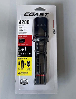 Coast XP30R Rechargeable LED Flashlight 4200 Lumens 300m Power Bank IP54