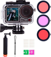 Waterproof Case for DJI Osmo Action 5 Pro/4/3 with 3 Pack Dive Filters, 196FT/60