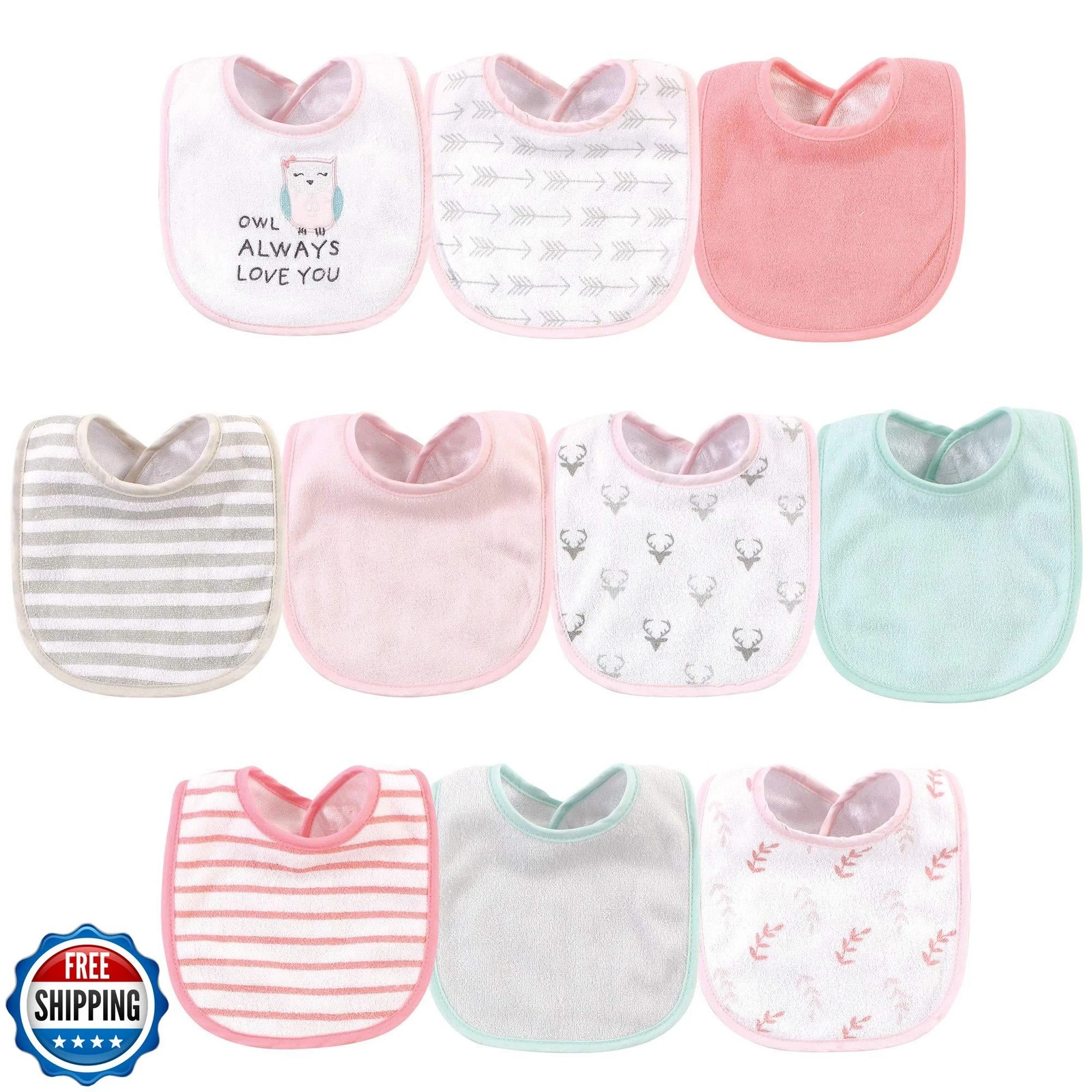 Hudson Baby Unisex Baby Cotton and Polyester Bibs, Owl Always Love You, One S