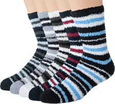 Mens Fuzzy Socks, Warm Winter Fluffy Cozy Slipper Fleece Socks for Men