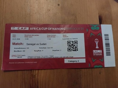 Used Ticket Africa Cup of Nations Morocco 2025 Senegal vs Sudan 03.01. Afrika