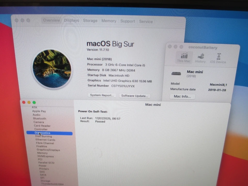  Apple Mac Mini A1993 2018 i5 3.0GHz 6 Core 8GB RAM 256GB SSD MacMini8,1 (7) - Image 3 of 4