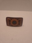 Vintage Zuni Sun Face Leather Southwestern Brown Turquoise Belt Buckle — photo 2