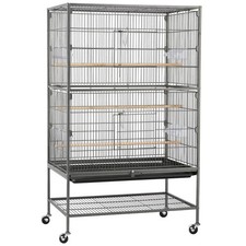 Wrought Iron Large Flight Parrot Bird Cage w/Rolling Stand for Multiple Parakeet