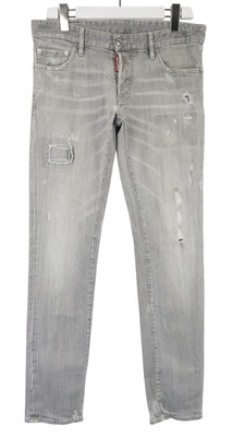 DSQUARED2 Herrenjeans (Eu) 48 Grau Distressed Schnurrhaare Neu Knopf Fly Stretch